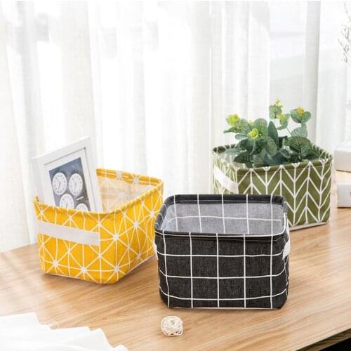 Home Desktop Sundries Storage Basket Foldable Cosmetics Container Multifunction Cotton Linen Storage Basket Laundry Organizer