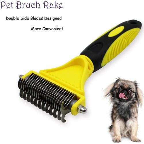 Double Side Dog Brush Comb Dematting Matbreaker Cat Rake Deshedding Trimmer Pet Animal Grooming Fur Shaver Tool 11/23 Blades