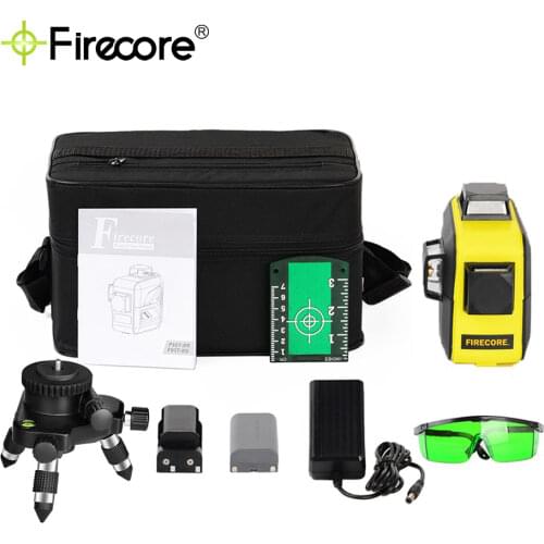 F93T-XR/XG 12 Lines 3D Green/Red Laser Level Horizontal And Vertical Cross Lines With Auto Self-Leveling, Indoors and Outdoors