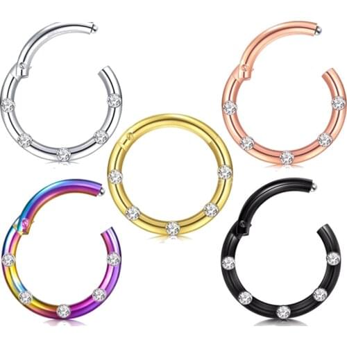 G23Titanium Piercing Rings Inlaid High Segment Saige Door Ring Open Nasal Septum Pierced Earring Women/Man Ear Nose Ring Jewelry
