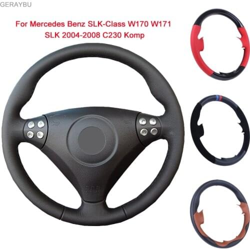 GERAYBU Custom DIY Leather Hand-sewn Car Steering Wheel Cover For Mercedes Benz SLK-Class W170 W171 SLK C230 200 200K 280 350