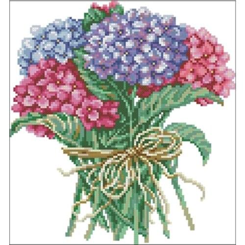 Hydrangea bouquet patterns Counted Cross Stitch 11CT 14CT 18CT DIY Chinese Cross Stitch Kits Embroidery Needlework Sets
