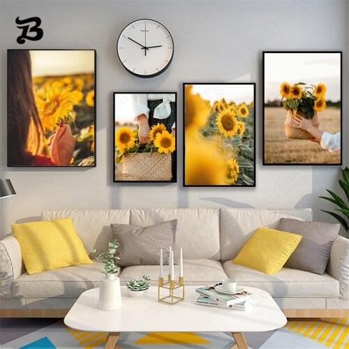 Canvas Painting Sunflowers Hot Balloon Quote Wall Art Posters Prints Nordic Modern Wall Pictures for Living Room Home Wall Decor