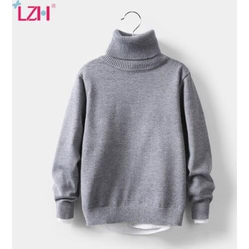 LZH 2020 New Autumn Winter Warm High Collar Childrens Clothes Solid Color Baby Girls Shirt Simplicity Sweater For Boy 3-10 Year