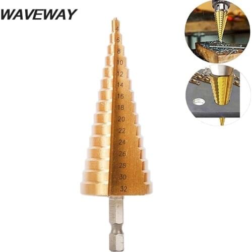 4-32MM HSS 4241 Hex Shank Tapered Titanium Step Stepped Cone Drill Bit Metal Hole Cutter Mini Drill Power Tools Accessories