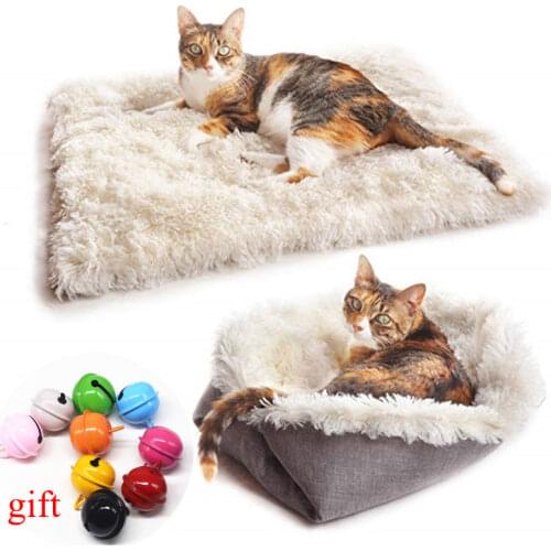 Cats House Pets Mat Plush Foldable Bed Cats Accessories Winter Warm Small Dogs Bed Carpet Indoor Cushion Products Pets Supplies