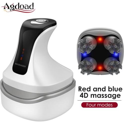4D Magnetic Head Massager LED Red Blue Physiotherapy Multiple Kneading Hair Growth for Body Shoulder Back Pain Relief Massager