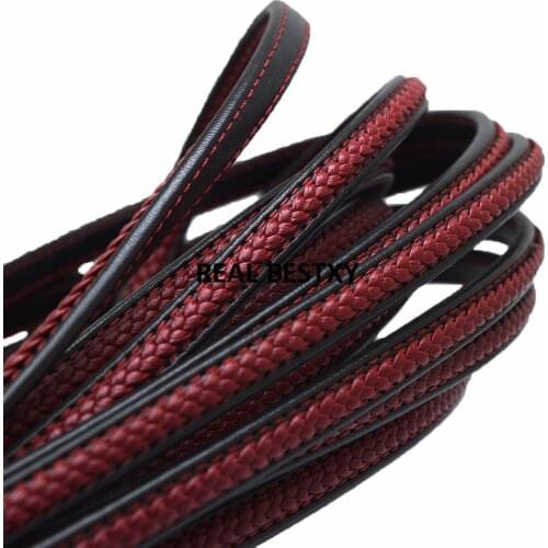 5m/lot approx: 8*5mm red black Flat Leather Cord Braid Rope DIY Jewelry Findings Accessories Fashion Jewelry Making Materials