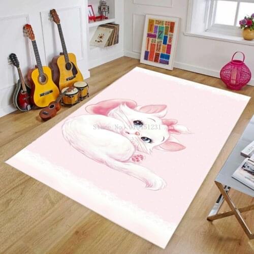 Cute Pink Disney Marie Cat Floor Mat Cartoon Baby Crawling Blanket Living Room Bedroom Bedside Adult Children Girls Games Carpet