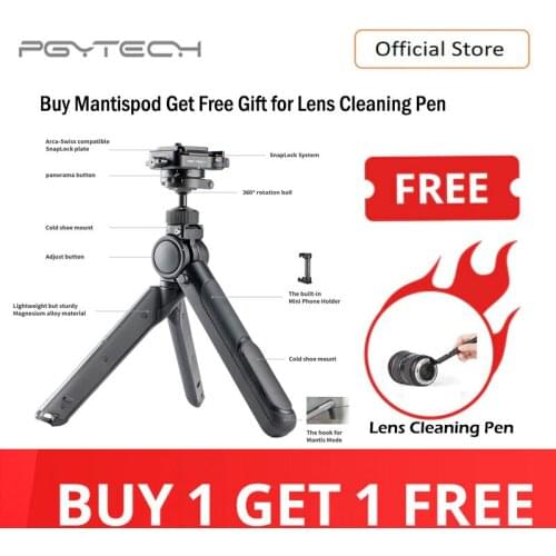 PGYTECH Mini Flexible Tripod Stand Panoramic Ball Head With Plate selfie stick Vlogging Mantispod gopro7/8/9 tripod