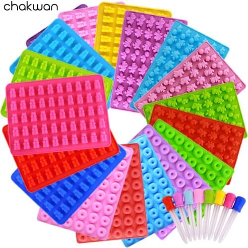 DIY Multi-use 50-Cavity Silicone Bear Mold Fondant Cake Mold Silicone Bear Shape Chocolate Candy Mould Cake Decoration Tools