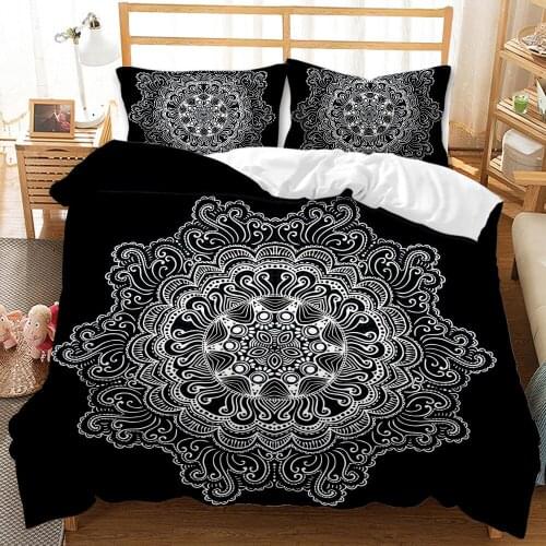 Trendy Personality Black Boho Style Bedding Sets 3D Printing Duvet Cover Queen Bedspread Childrens Kids Adult Boys Girls Decor