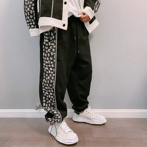 Fashion Mens Loose Mixed Color Hip-hop Casual Long Trousers Black Khaki Pants H6