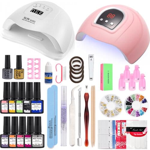 Nail Set UV LED Lamp Dryer with 10pcs Color Nail Gel Polish Kit Soak Off Manicure Tools Set Nail Tool Nail Kit Professional Set