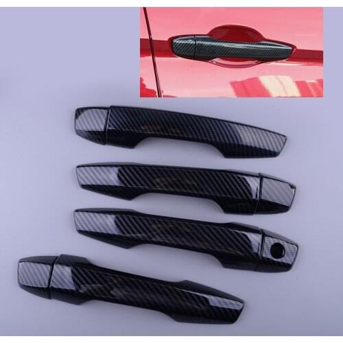 8pcs Car Door Handle Cover Trim ABS Fit For Mitsubishi Eclipse Cross Without Keyless Entry 2018 2019 2020 Carbon Fiber Style