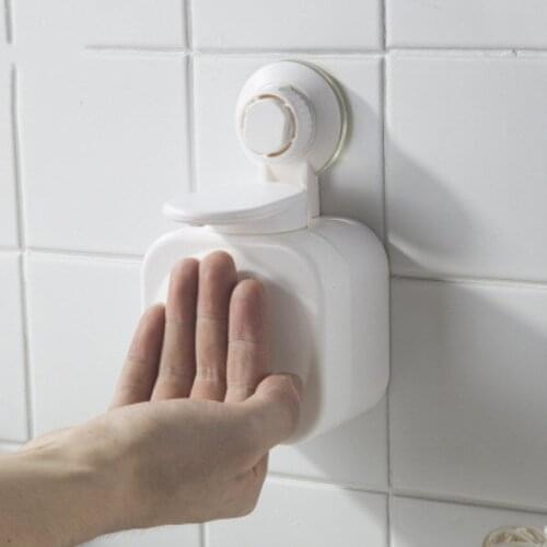 Bathroom seamless manual soap dispenser box creative sucker for soap dispenser wall-mounted free punch plastic soap dispenser