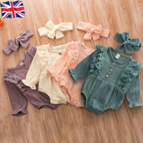 NEW Style Newborn Infant Kid Baby Girl Romper Jumpsuit Playsuit Clothes+Headband Baby Clothing