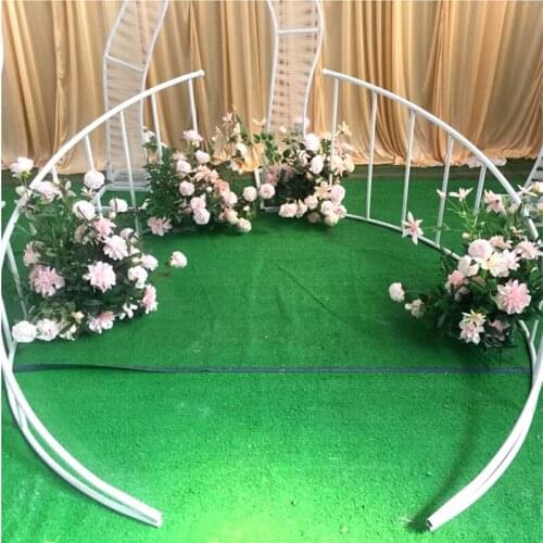 New Iron Curved Fence Wedding Stage Center Position Decoration Wrought Iron Fence Party Road lead Flower Decoration