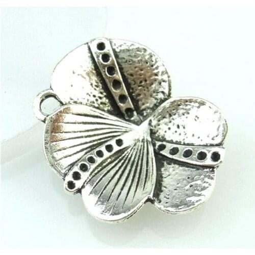 10pcs Tibetan Silver Petal Flower 27*24mm Charms Pendants DIY Vintage Jewelry for Necklace Bracelet Making Accessaries