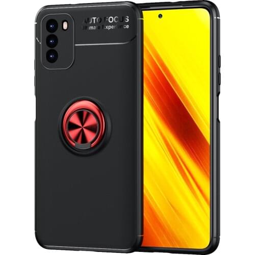 Phone Holder Shockproof Case For Xiaomi Poco M3 M2 F2 Pro C3 Soft Silicone Metal Ring Stand Phone Back Cover For Poco X3 Nfc X3