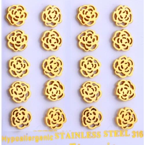 LUXUKISSKIDS Promotion High quality Stainless Steel Popular luxury flowers Stud Earrings With Cubic zircon