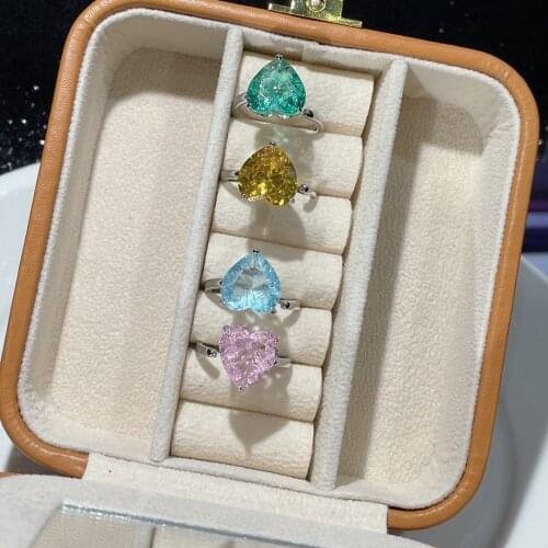Luxury Colorful Heart Party Statement Stack Rings For Women Wedding Cubic Ziron CZ Dubai Bridal Finger Ring J2041