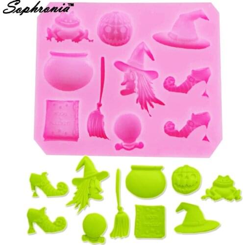 Sophronia Halloween Witch Pumpkin Magic Silicone Mold Cake Fondant Decorating Tools Soap Bar Mold Chocolate Tool F1196
