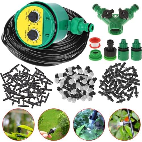 20/25/50M Self Automatic Garden Water Micro Drip Irrigation System Kit Drippers Watering Plant Timer Controller Kit DIY Dripper