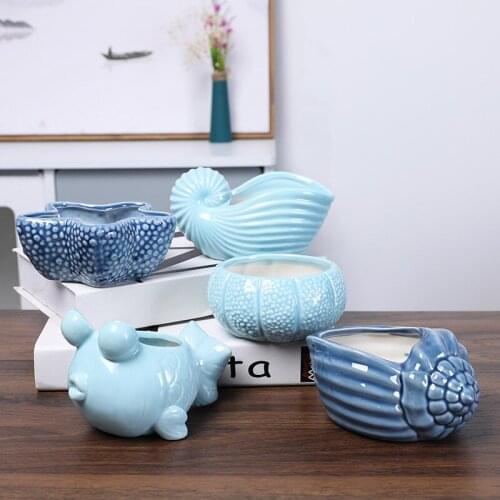 Nordic style succulents flower pot shell conch large ceramic creative Nordic style marine desktop home decoration ornaments