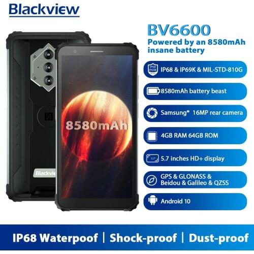 Blackview BV9100 IP68 Waterproof Cellphone 13000mAH 30W fast charging 4G Mobile Phone MTK6765 4GB+64GB 16.0MP Rugged Smartphone