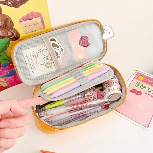 80% Off Pen Bag Sweet Waterproof Faux Leather Fashionable Girls Storage Bag For School