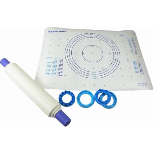Tupperware Roller and Cookie Molds, Dough Rolling Mat, professional Dough Roller Baking Blue + Dough Mat Fix & Fertig