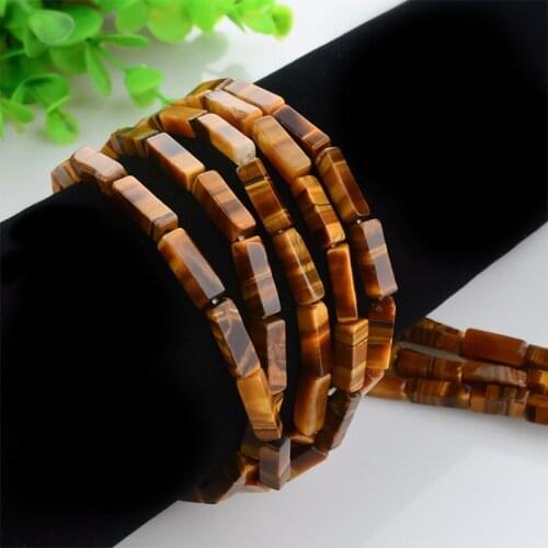 High Quality 4*13mm Rectangle Tiger Eye Natural Stone Beads DIY Loose Tube Beads For Wrap Bracelet Jewelry Making 29pcs/Lot