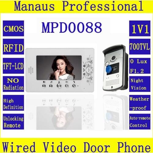 High Quality Smart Home 7 inch Screen Display Video Intercom Phone,Wired RFID Magnetic Lock One to One Video door phone D88b