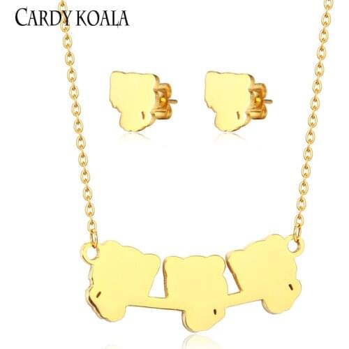 Cardy Koala Women Stud Earrings Set High Quality Stainless Steel Jewelry Vacuum Plating Silver Gold Fashion Children Jewelry Set