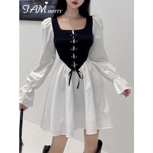 Y2k Kawaii Plaid Patchwork Ruffle Mini Dress Summer Lace Up Corset Korean Fashion Lolita Sweet A-line Party Dress 90s Iamhotty