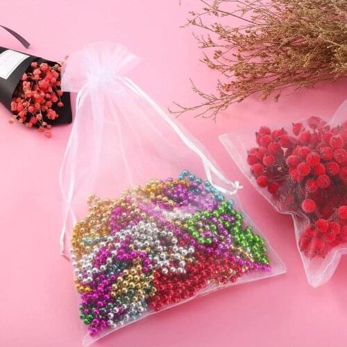 1pcs Drawable Party Supply Christmas Favor Jewelries Organza Pouches Pocket Gauze White Gift Sachet Drawstring Pouches Pack Q9I8