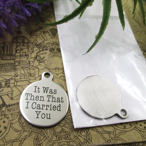 20pcs--"It Was Then That I Carried You"stainless steel charms 5 styles for choosing DIY Charms for necklace bracelets