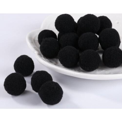 100Pcs/Bag 25mm Black Pompom Craft DIY Soft Pom Poms Fur Balls Wedding Decor Diy Material Early Learning Creative Hair Pompon