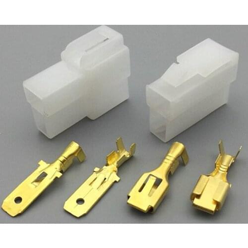 2 Pin Connector Assembly 6.3 2-Core Male Female Butt-joint 2P Electric Motorcycle Terminal 100pair