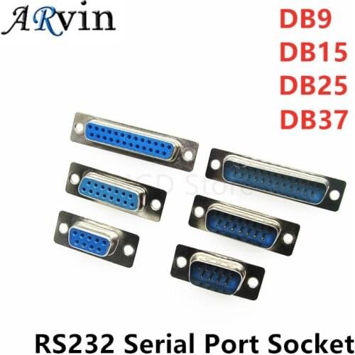 5Pcs DB9 DB15 DB25 DB37 Hole/Pin Female/Male Blue Welded Connector RS232 serial port socket DB D-SUB adapter 9/15/25/37 pin