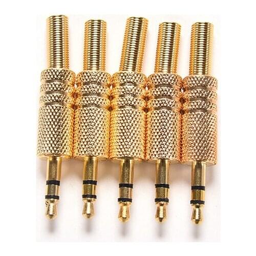 5pcs 3.5mm Stereo Audio Jack Plug Mini 1/8Inch Jack Plug Headphone Male Plug Coax Cable Audio Adapter Connecter Soldering