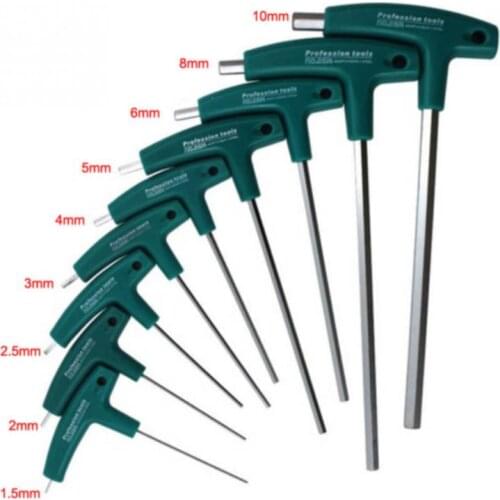 9PC T-Handle Screws Hardware Hex Wrench Hand Tools Durable Home Use Smooth Allen Key Repair Screwdriver Flat Tools Set