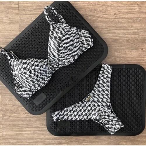 Push Up Bikini 2021 Black Solid Swimsuit Women Printing Swimwear Female Low Waist 2 Pieces Set Sexy Bathing Suit Swimsuit New