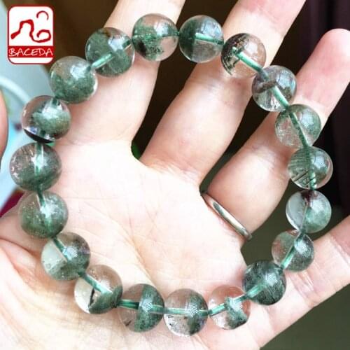 Baceda increasing luck getting ambition refreshing gloomy feeling High Quality Natural Green Phantom Crystal Bracelet Gift Box