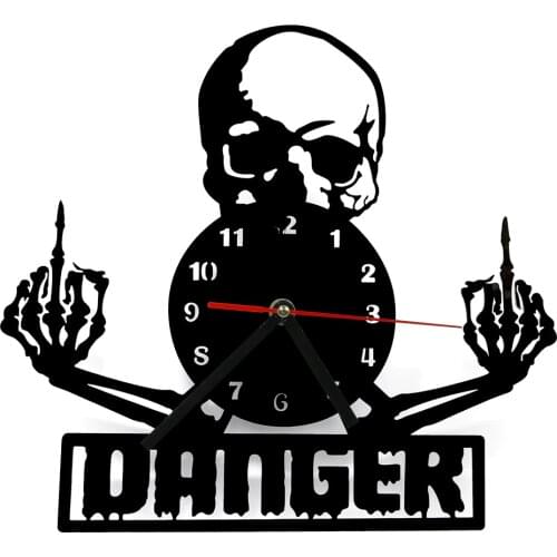 Middle Finger Skull Time Clock Gothic Punk Skull Wall Clock Birth Of A Demon Gothic Timepiece Art Decor