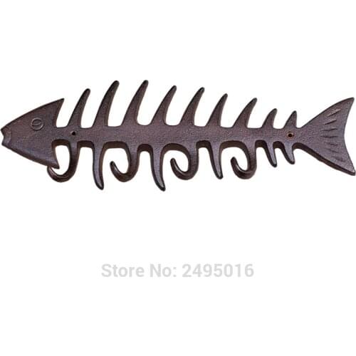 Nautical Coastal Fish Bones Cast Iron hook Peg Decor fishing hook hooks fishing decorative wall hooks