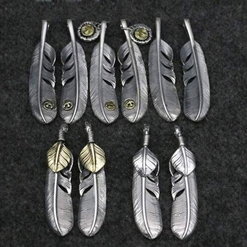 Takahashi Kagura Goros Indian Fashion Phnom Penh Handmade Feather Pendant Retro Thai Silver Sweater Chain Pendant Male