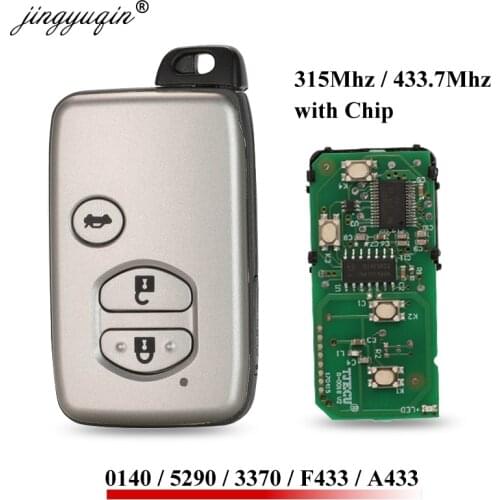 Jingyuqin 3 BTN KeylessGo Entry Remote Car Key For Toyota Prado Landcruiser F433 A433 Camry Crown 0140 3370 5290 315/433MHz