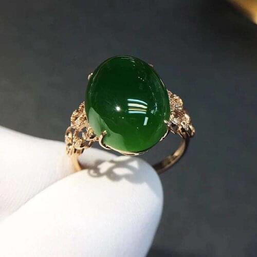 Natural And Real Jade Ring Stone Rings Solid 925 Silver Gemstone Ring